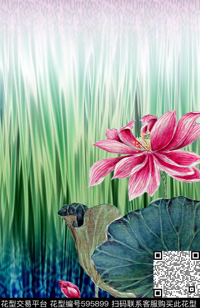 女装荷花莲花数码印花华亿平台下载（图片编号: 595899） - 瓦栏（Walan）