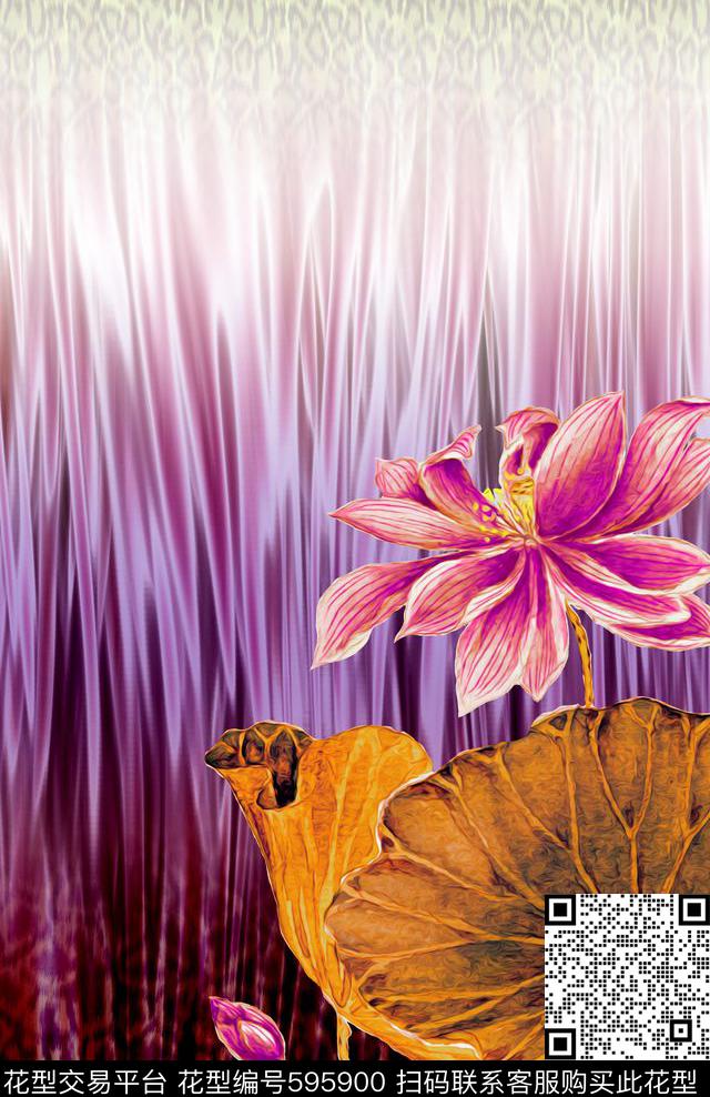 女装荷花莲花数码印花华亿平台下载（图片编号: 595900） - 瓦栏（Walan）