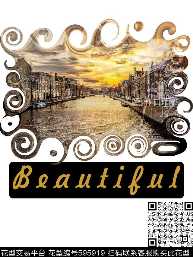 英伦风景定位数码印花华亿平台下载（图片编号: 595919） - 瓦栏（Walan）