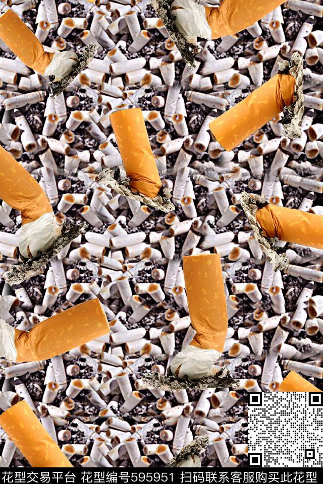 T恤马赛克烟头为底数码印花华亿平台下载（图片编号: 595951） - 瓦栏（Walan）