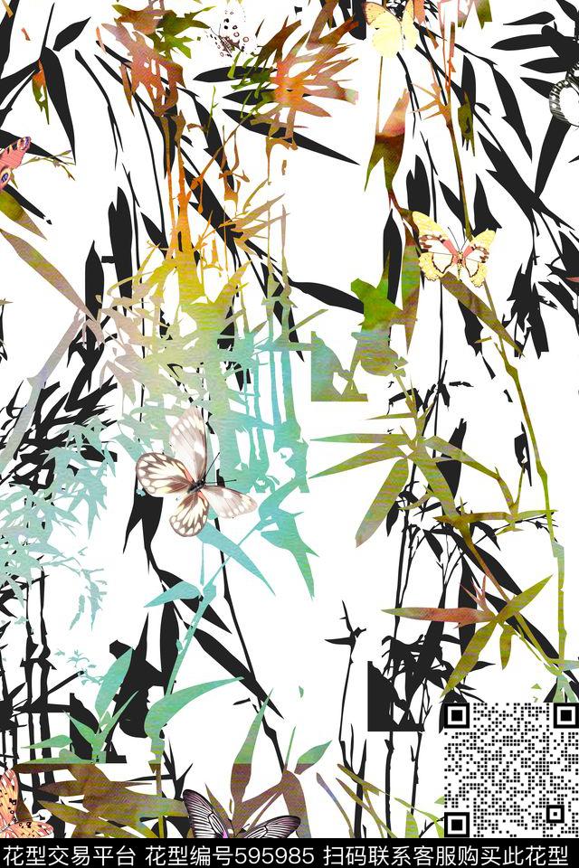 女装四方连续花鸟植物数码印花华亿平台下载（图片编号: 595985） - 瓦栏（Walan）