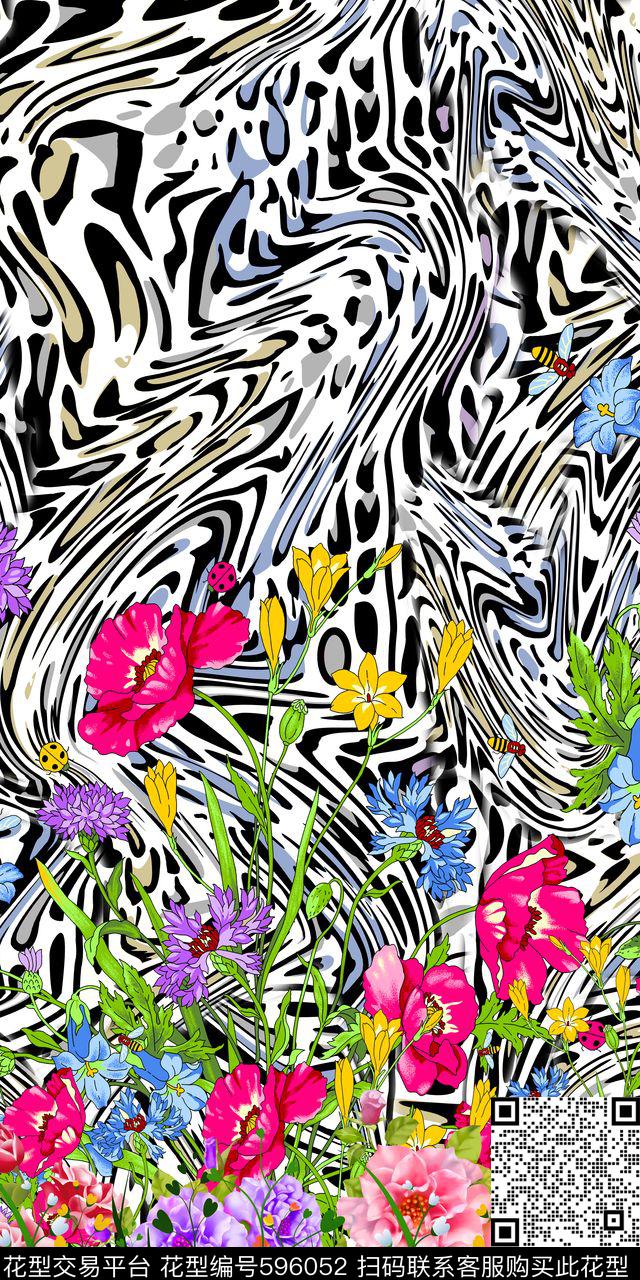 花卉连衣裙旗袍数码印花华亿平台下载（图片编号: 596052） - 瓦栏（Walan）