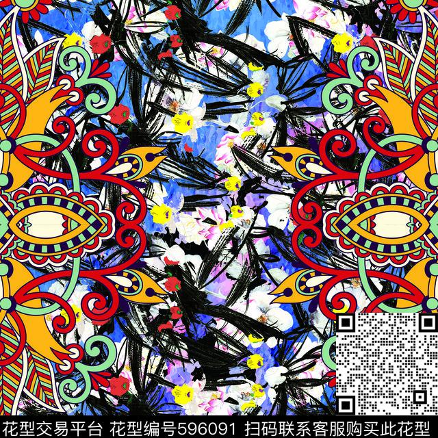 日韩风民族风波西米亚数码印花华亿平台下载（图片编号: 596091） - 瓦栏（Walan）