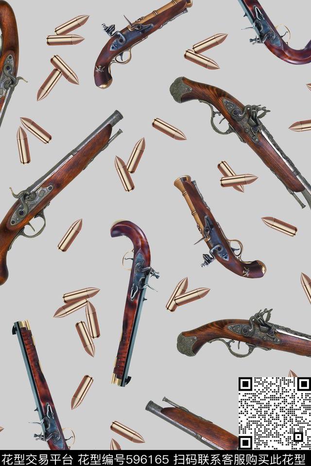 枪手枪子弹数码印花华亿平台下载（图片编号: 596165） - 瓦栏（Walan）