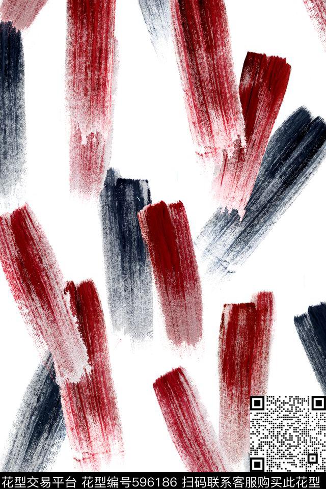 手绘水墨笔刷女装数码印花华亿平台下载（图片编号: 596186） - 瓦栏（Walan）