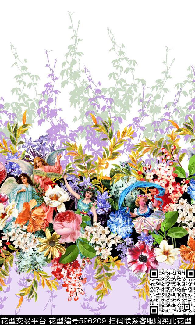花卉卡通人物数码印花华亿平台下载（图片编号: 596209） - 瓦栏（Walan）