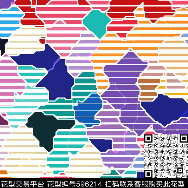 条纹迷彩运动装数码印花华亿平台下载（图片编号: 596214） - 瓦栏（Walan）