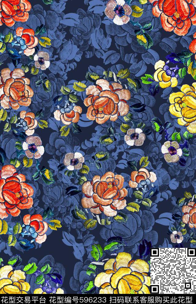 风格花卉民族风图案中国风数码印花华亿平台下载（图片编号: 596233） - 瓦栏（Walan）