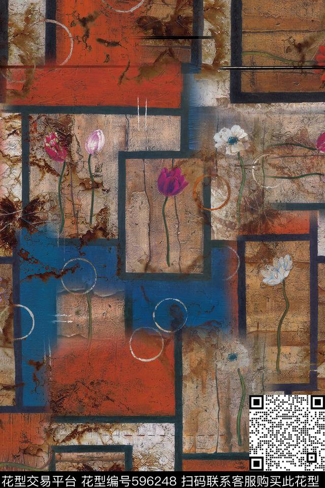 油画花卉油画拼贴炫彩数码印花华亿平台下载（图片编号: 596248） - 瓦栏（Walan）