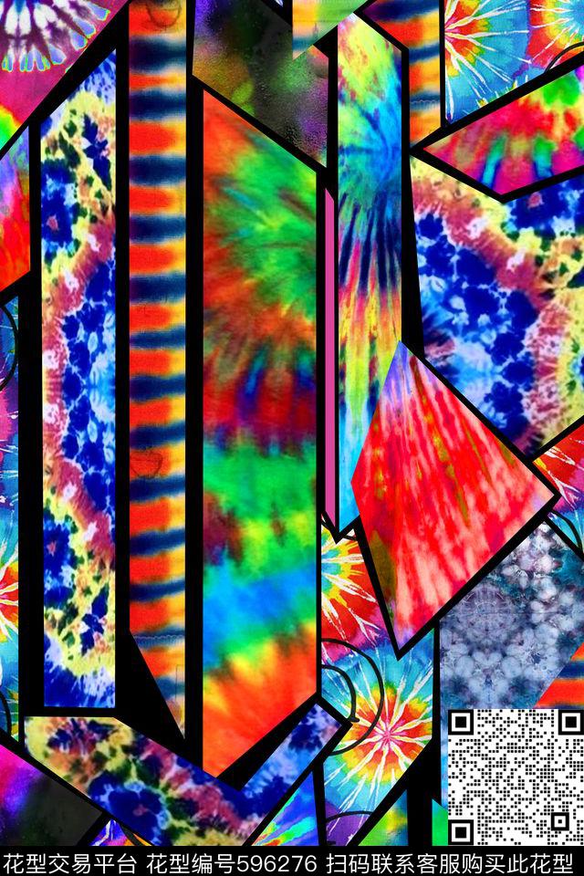 扎染抽象纹理不规则几何数码印花华亿平台下载（图片编号: 596276） - 瓦栏（Walan）