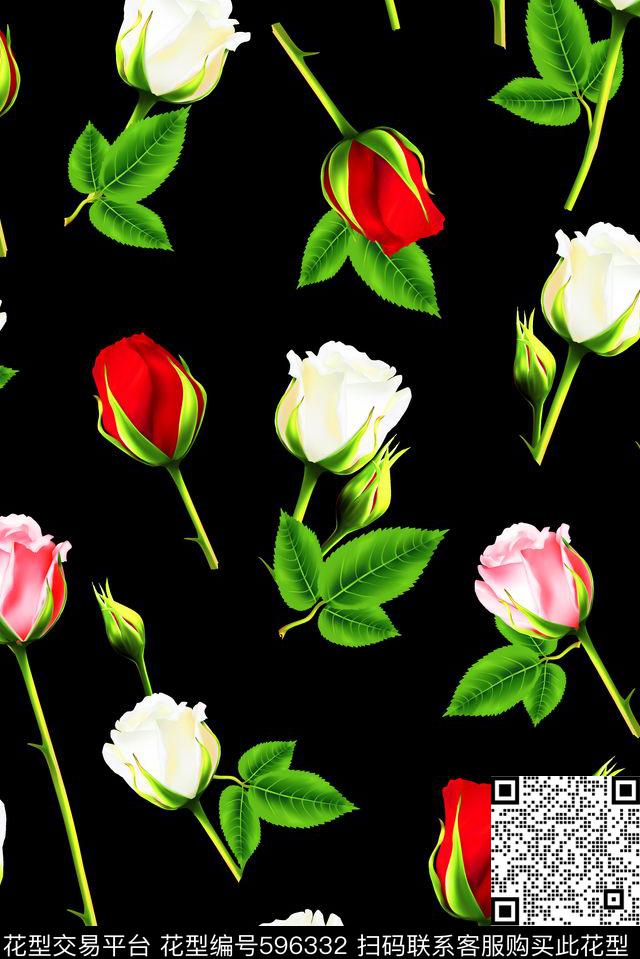最新欧美清爽花卉花朵数码印花华亿平台下载（图片编号: 596332） - 瓦栏（Walan）