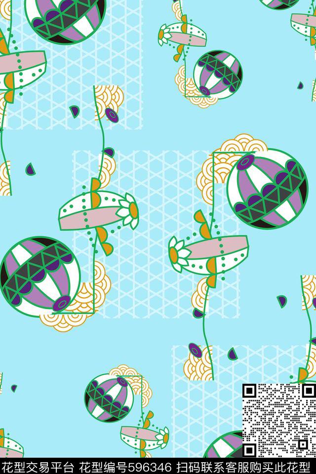 不规则几何时尚小方块数码印花华亿平台下载（图片编号: 596346） - 瓦栏（Walan）