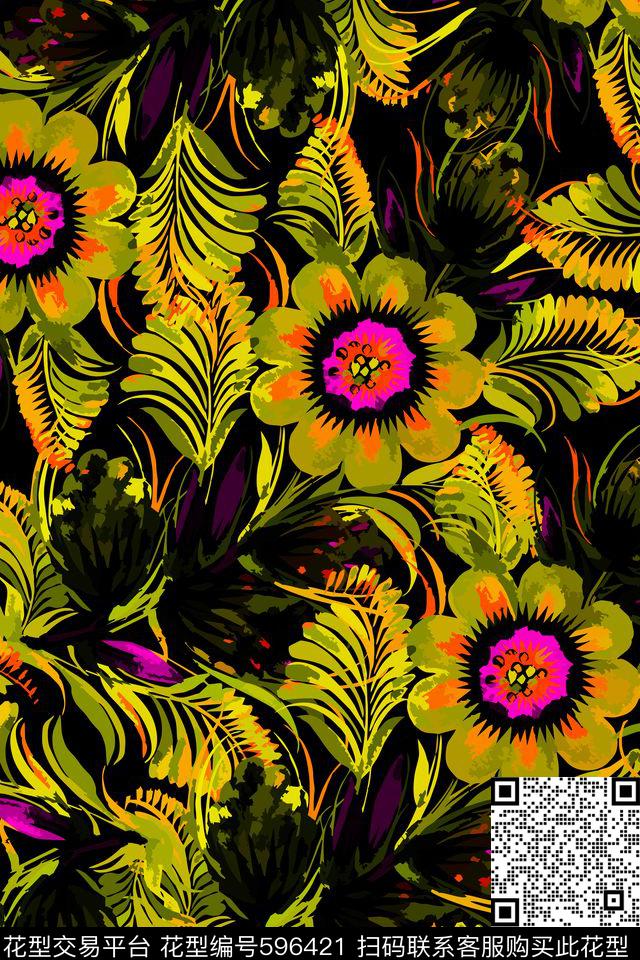 大花传统印花华亿平台下载（图片编号: 596421） - 瓦栏（Walan）