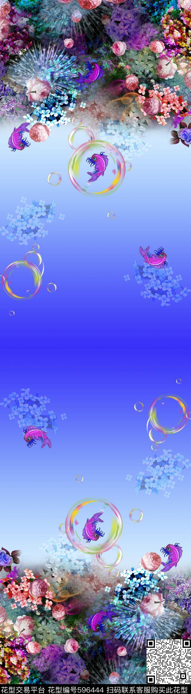 3D玫瑰鲤鱼数码印花华亿平台下载（图片编号: 596444） - 瓦栏（Walan）