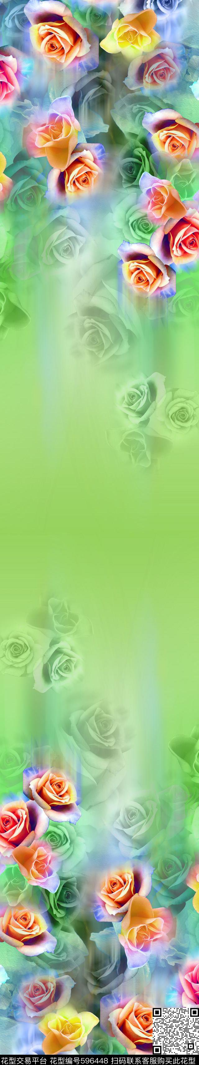 双边定位欧美3D真花玫瑰数码印花华亿平台下载（图片编号: 596448） - 瓦栏（Walan）