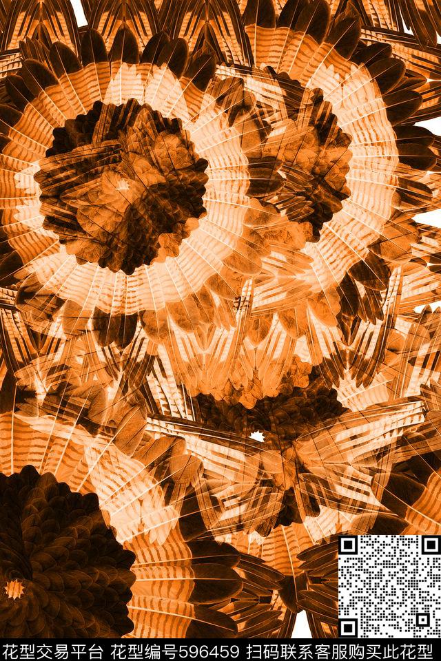 时尚羽毛动物纹数码印花华亿平台下载（图片编号: 596459） - 瓦栏（Walan）