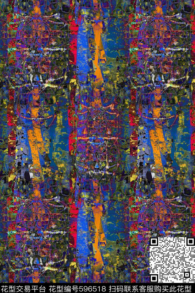 前卫纹理斑驳数码印花华亿平台下载（图片编号: 596518） - 瓦栏（Walan）