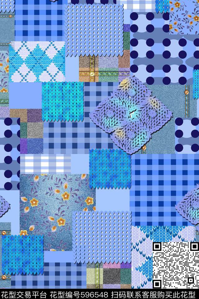 波点手绘毛衣纹牛仔传统印花华亿平台下载（图片编号: 596548） - 瓦栏（Walan）