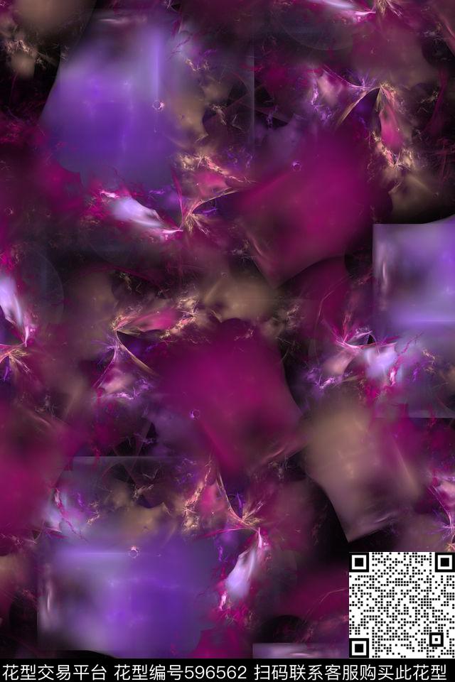 肌理色彩渐变蓝紫调数码印花华亿平台下载（图片编号: 596562） - 瓦栏（Walan）