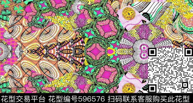 小花卉古典花抽象几何花。传统印花华亿平台下载（图片编号: 596576） - 瓦栏（Walan）