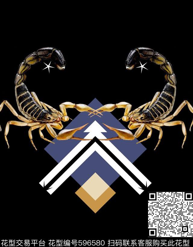 蝎子几何方块传统印花华亿平台下载（图片编号: 596580） - 瓦栏（Walan）