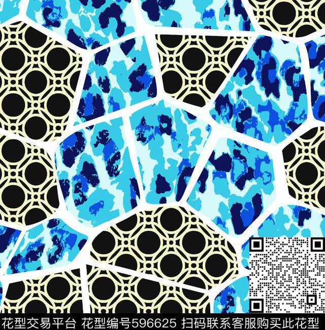 几何迷彩豹纹传统印花华亿平台下载（图片编号: 596625） - 瓦栏（Walan）