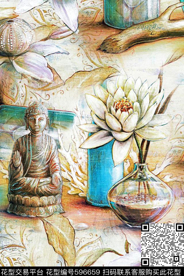 花卉创意潮流印花华亿平台下载（图片编号: 596659） - 瓦栏（Walan）