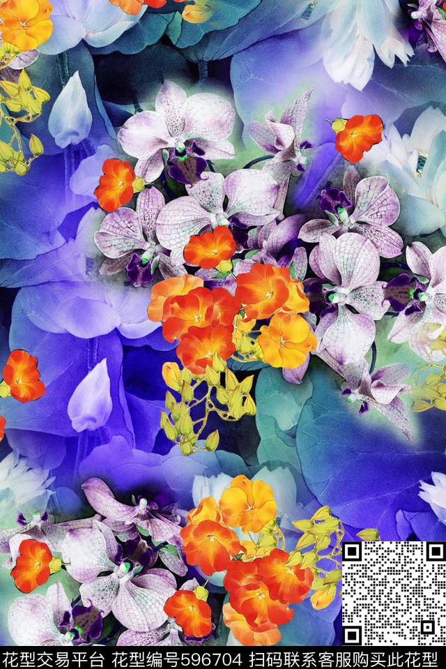 乱花曼陀罗手绘大气数码印花华亿平台下载（图片编号: 596704） - 瓦栏（Walan）