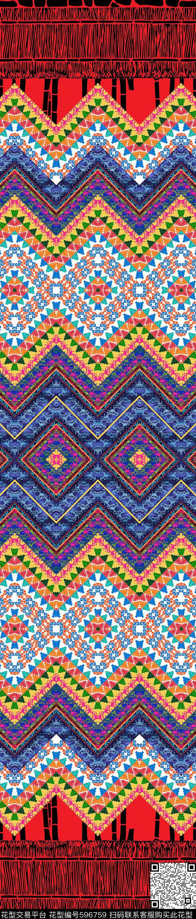 不规则几何几何定位花传统印花华亿平台下载（图片编号: 596759） - 瓦栏（Walan）