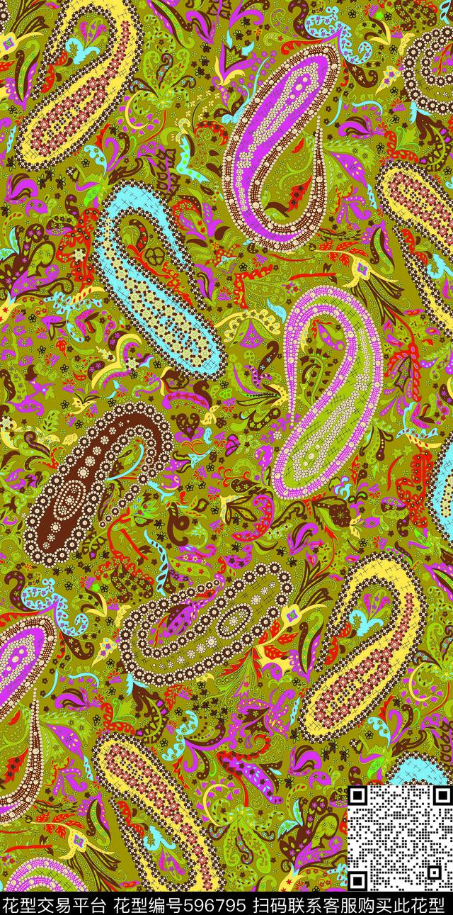 抽象小翠花腰果花抽象底纹传统印花华亿平台下载（图片编号: 596795） - 瓦栏（Walan）