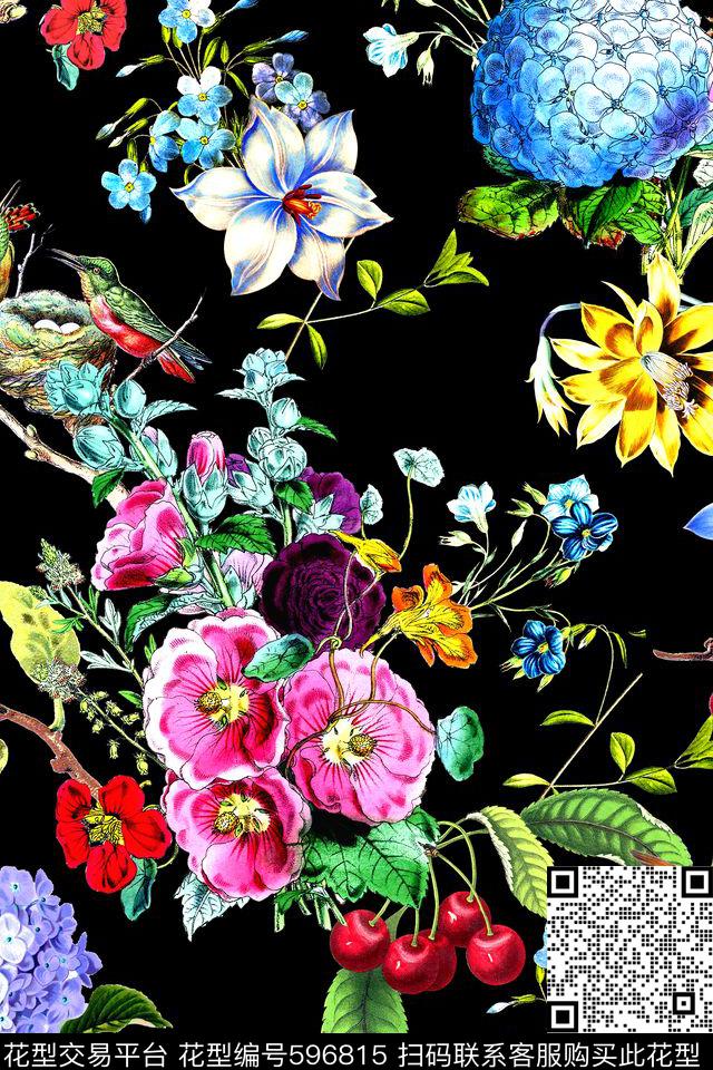 花卉数码印花华亿平台下载（图片编号: 596815） - 瓦栏（Walan）