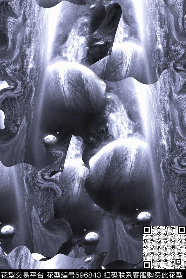 时尚黑白星空数码印花华亿平台下载（图片编号: 596843） - 瓦栏（Walan）