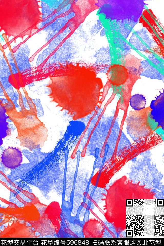 水彩肌理水墨数码印花华亿平台下载（图片编号: 596848） - 瓦栏（Walan）