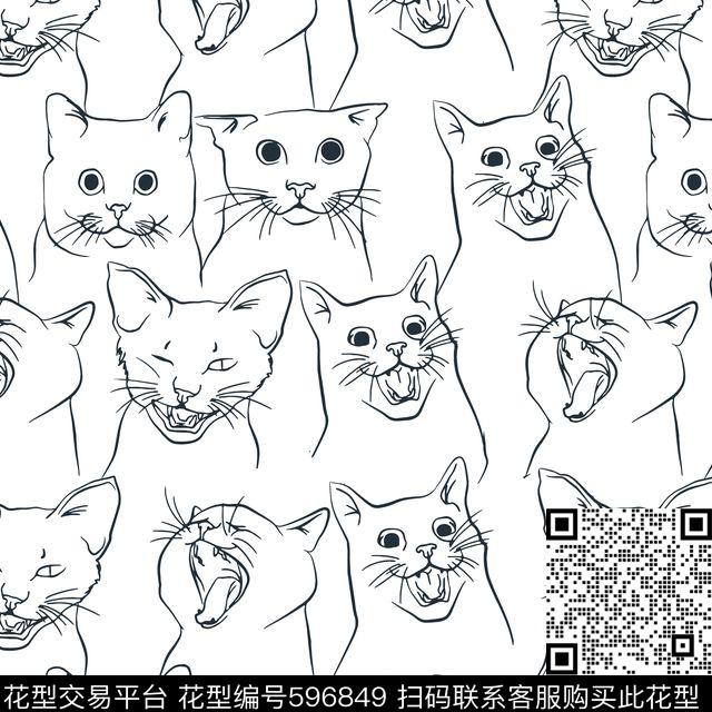 卡通猫咪数码印花华亿平台下载（图片编号: 596849） - 瓦栏（Walan）