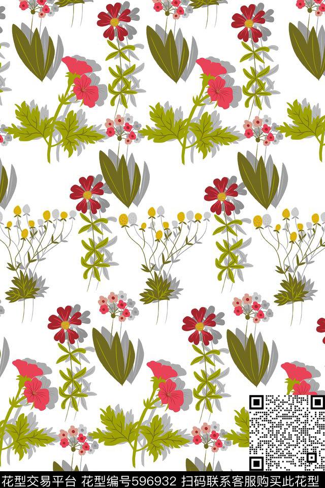 田园风花卉植物女装传统印花华亿平台下载（图片编号: 596932） - 瓦栏（Walan）