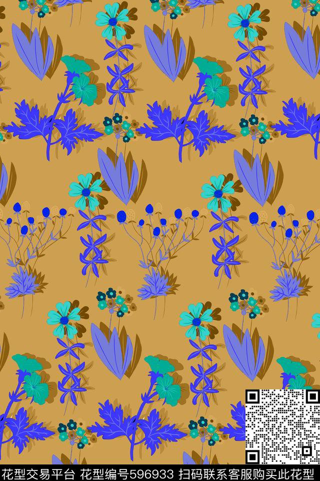 田园风花卉植物女装传统印花华亿平台下载（图片编号: 596933） - 瓦栏（Walan）