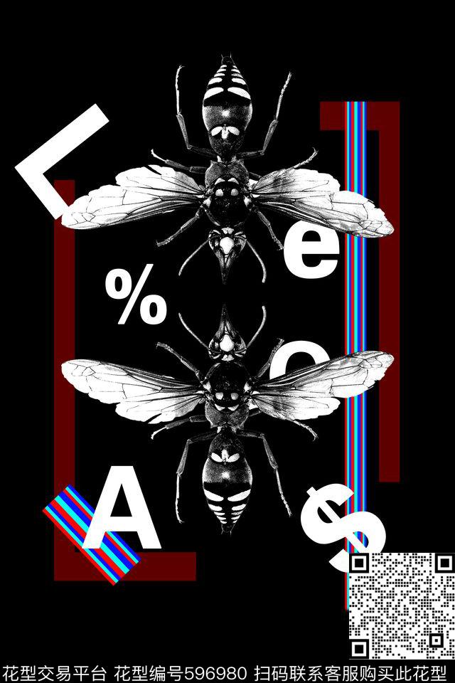 昆虫英文字母符号数码印花华亿平台下载（图片编号: 596980） - 瓦栏（Walan）