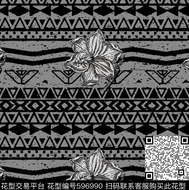 花裤子几何传统印花华亿平台下载（图片编号: 596990） - 瓦栏（Walan）