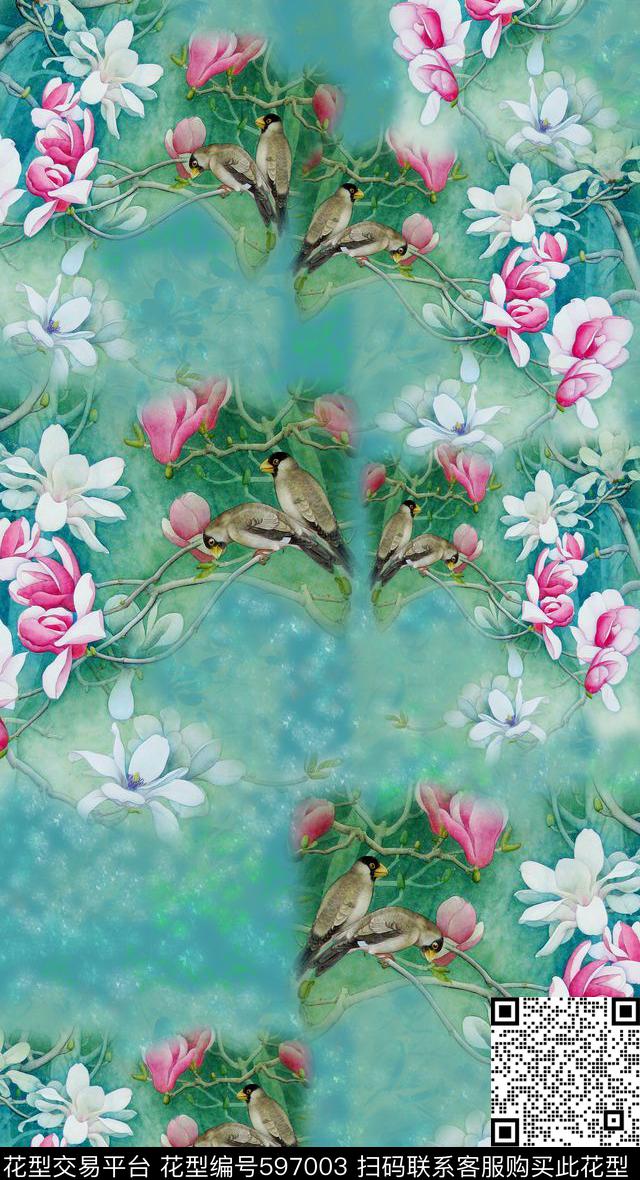 玉兰花语植物花卉花卉数码印花华亿平台下载（图片编号: 597003） - 瓦栏（Walan）