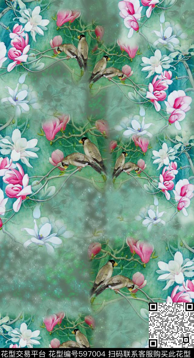 玉兰花语植物花卉花卉数码印花华亿平台下载（图片编号: 597004） - 瓦栏（Walan）