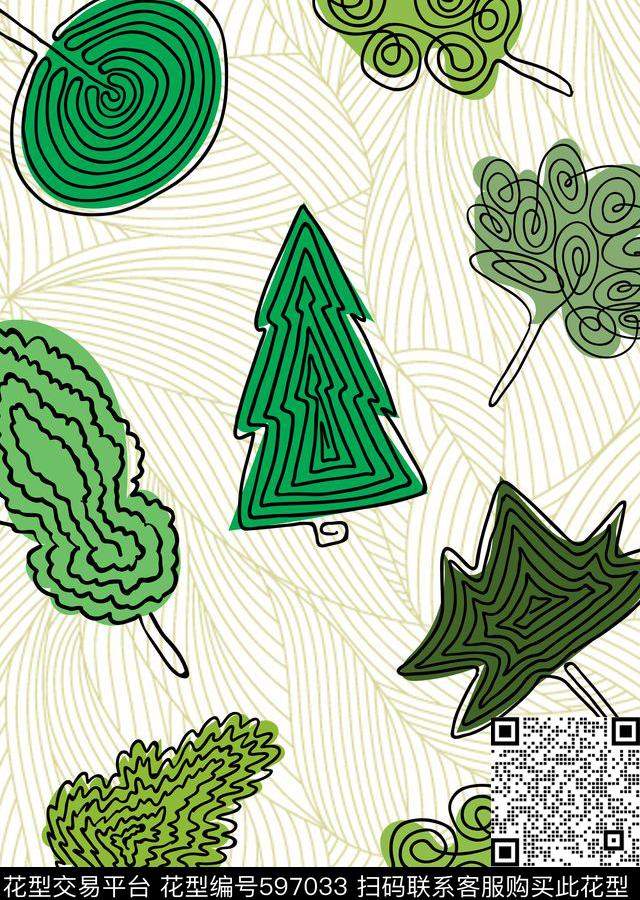 大花树木森林数码印花华亿平台下载（图片编号: 597033） - 瓦栏（Walan）