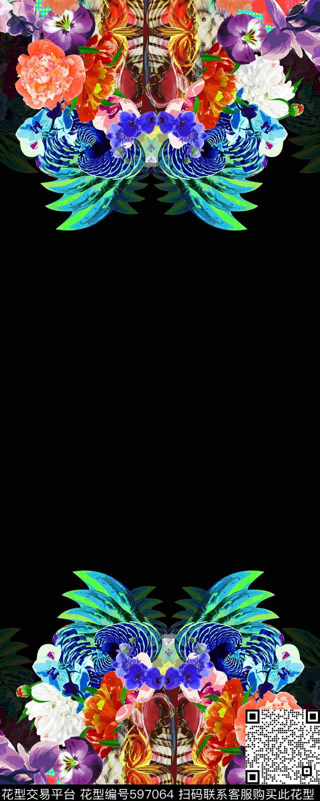 波点双边定位花卉数码印花华亿平台下载（图片编号: 597064） - 瓦栏（Walan）