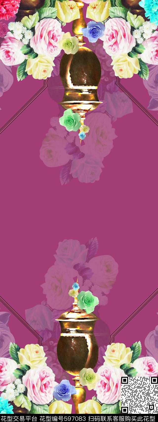 双边定位石狮子铜器传统印花华亿平台下载（图片编号: 597083） - 瓦栏（Walan）