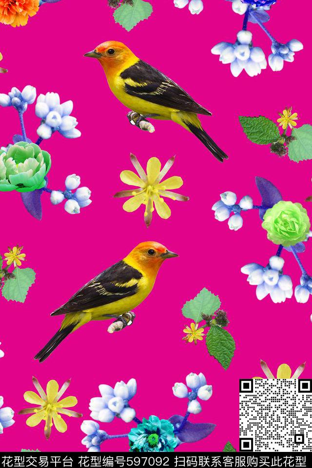 数码华亿平台花鸟花卉数码印花华亿平台下载（图片编号: 597092） - 瓦栏（Walan）