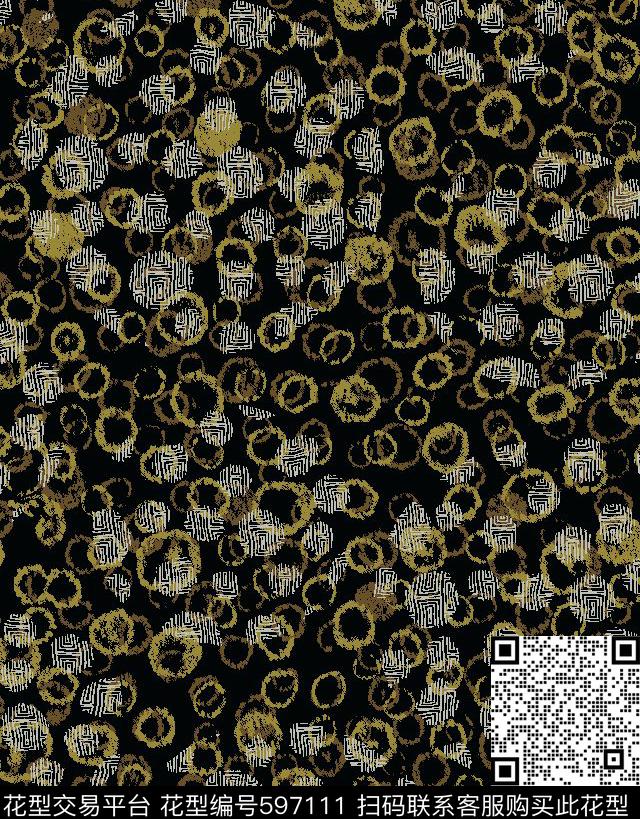 不规则几何色块圆圈数码印花华亿平台下载（图片编号: 597111） - 瓦栏（Walan）