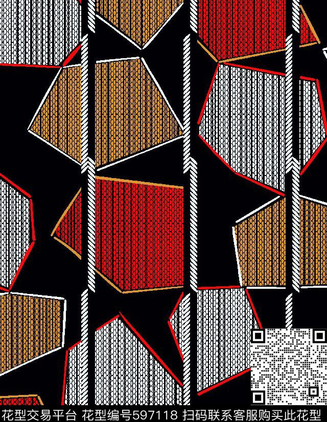 不规则几何方格色块数码印花华亿平台下载（图片编号: 597118） - 瓦栏（Walan）