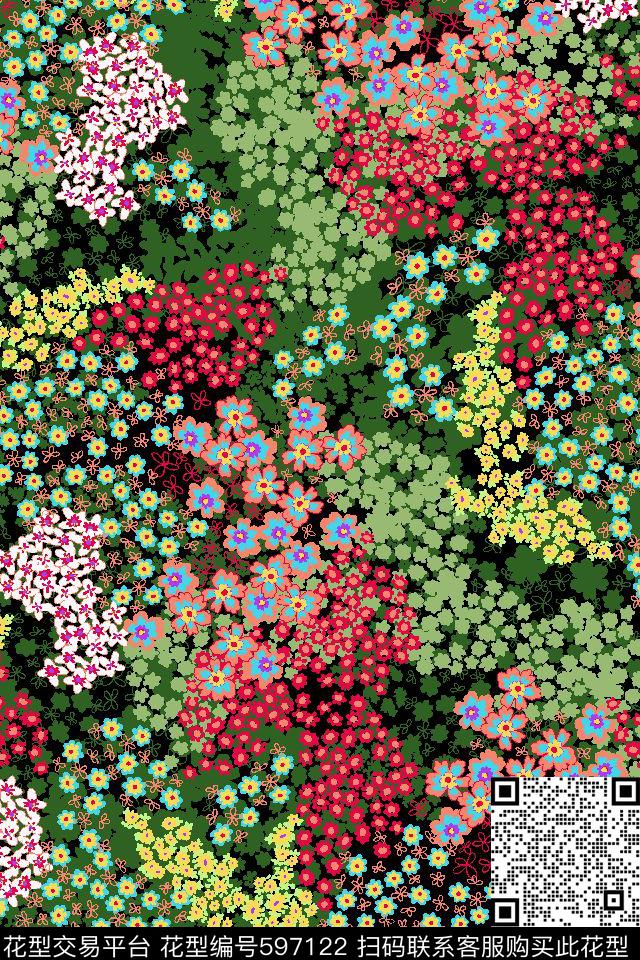 花朵小碎花欧美数码印花华亿平台下载（图片编号: 597122） - 瓦栏（Walan）