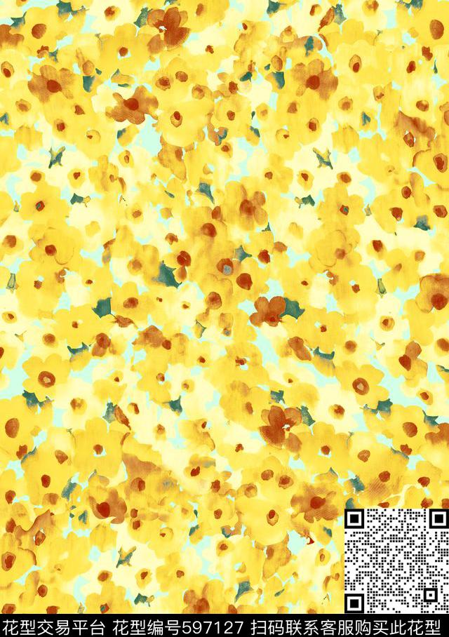 英伦欧美山水画传统印花华亿平台下载（图片编号: 597127） - 瓦栏（Walan）