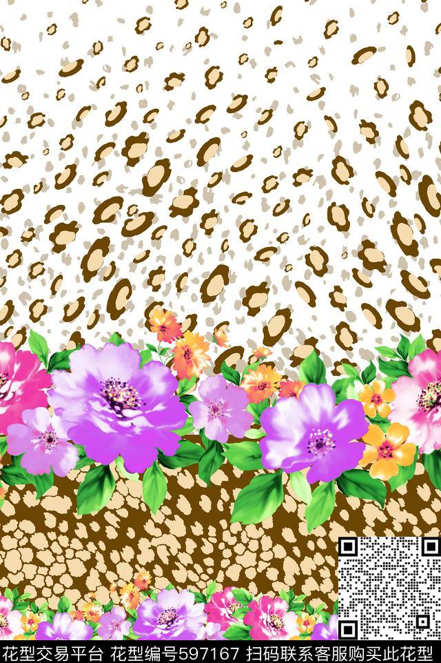 欧美大花花朵传统印花华亿平台下载（图片编号: 597167） - 瓦栏（Walan）