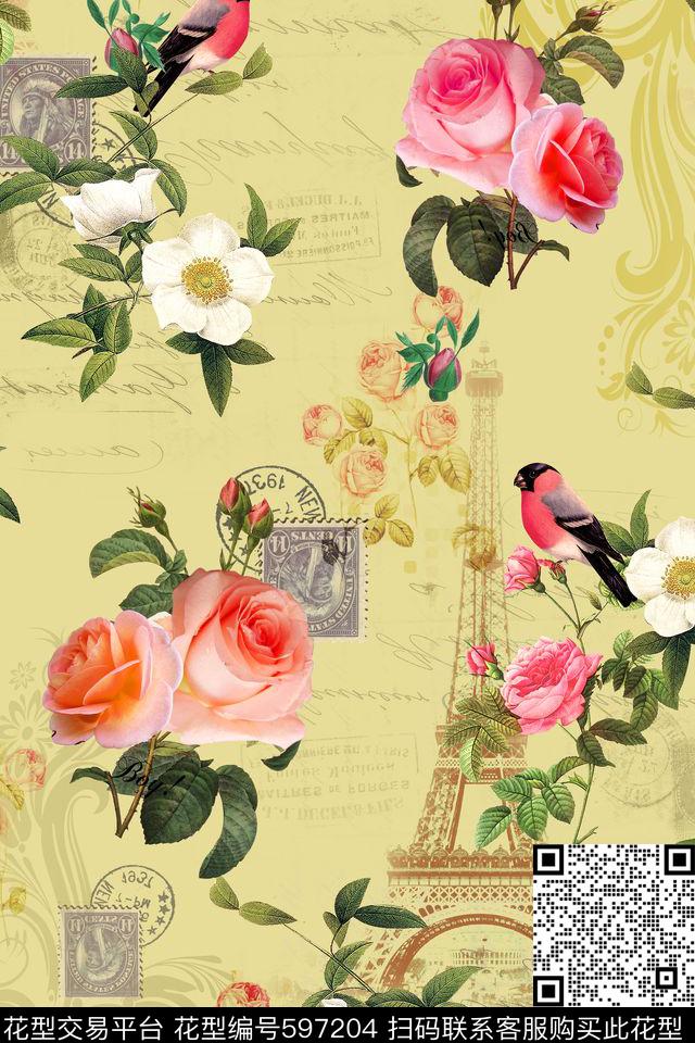 沙发布（花卉）欧式宫廷风复古数码印花华亿平台下载（图片编号: 597204） - 瓦栏（Walan）